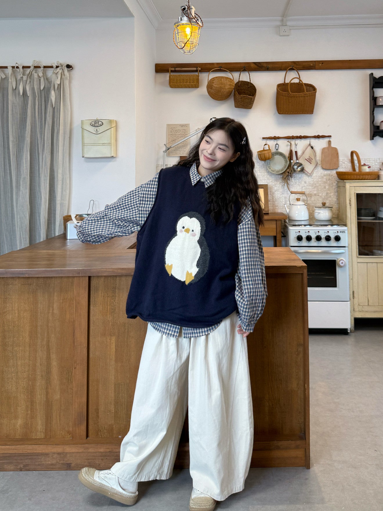 Japanese Cartoon Embroidery Knitted Vest