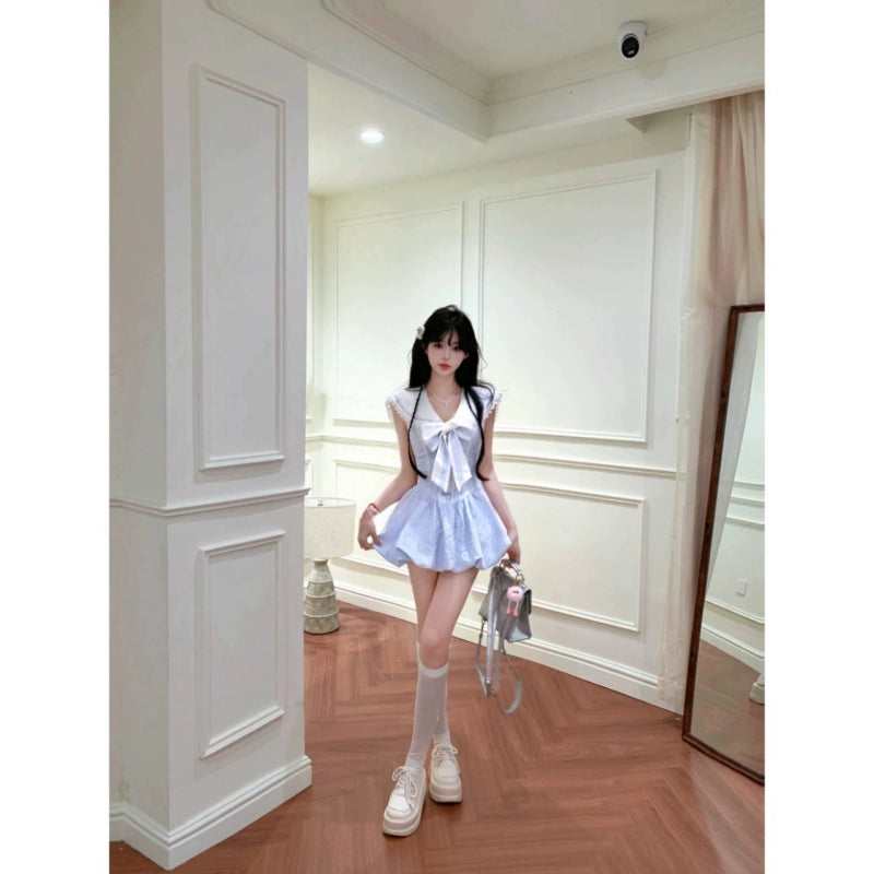 Ice-Cream Sweet Navy-Collar Mini Dress