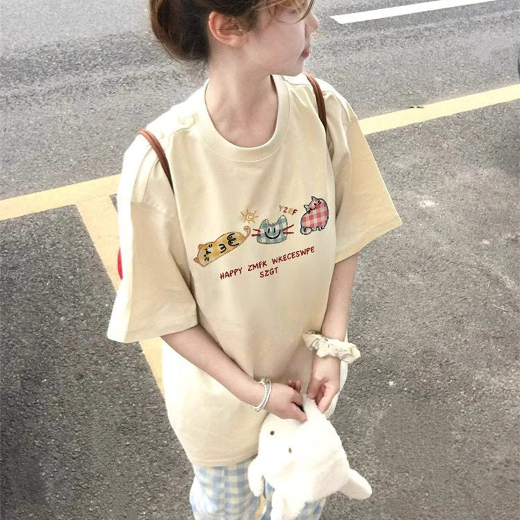 Dopamine Cartoon Cotton Summer T-Shirt