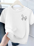 Simple Cute Rabbit Short-Sleeve Tee - kawaii-inspired outfit in pastel colors - 71115519
