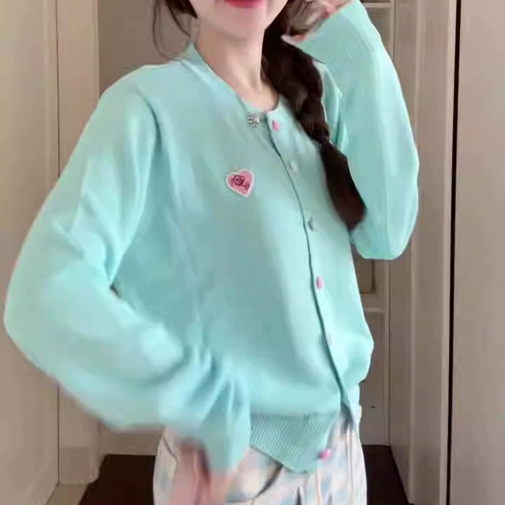 Light Blue Soft Girl Knit Cardigan
