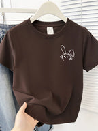 Simple Cute Rabbit Short-Sleeve Tee - kawaii-inspired outfit in pastel colors - 55672112