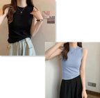 Modal Wide-Shoulder Slim Vest - kawaii-inspired outfit in pastel colors - 35004529