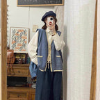 Japanese Retro Preppy Knit Cardigan Shirt Set - kawaii-inspired outfit in pastel colors - 8020422