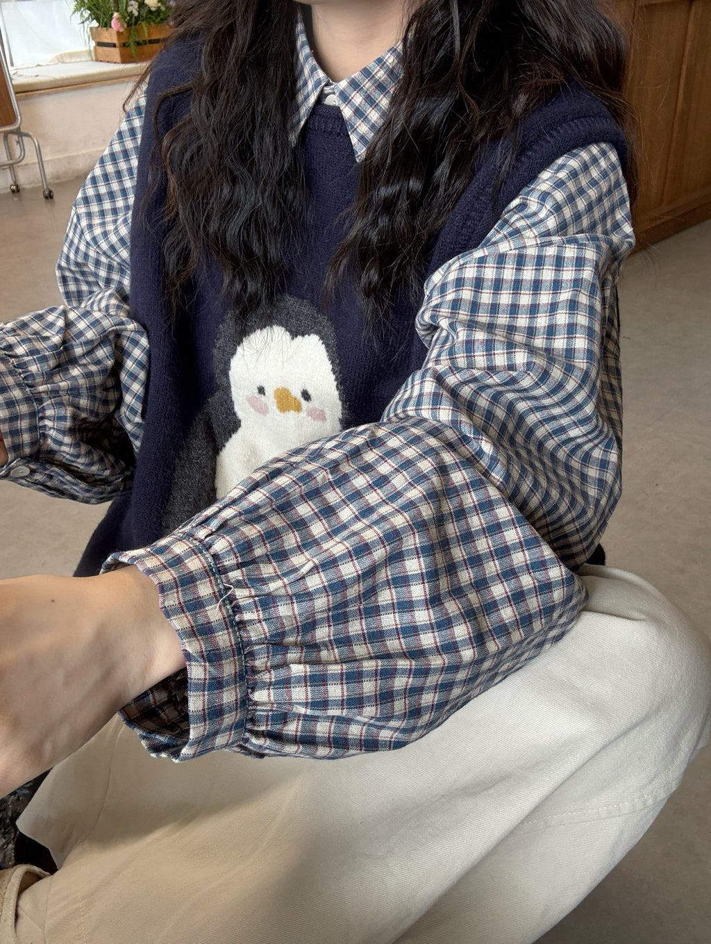 Japanese Cartoon Embroidery Knitted Vest