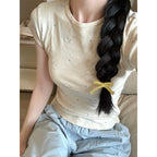 Milky Bunny Slim Summer Short-Sleeve Tee - kawaii-inspired outfit in pastel colors - 94366321