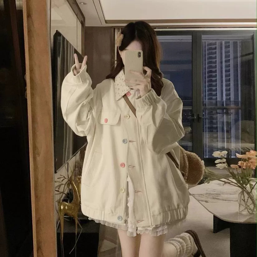 Dopamine Sweet Floral-Lapel Jacket