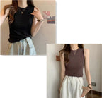 Modal Wide-Shoulder Slim Vest - kawaii-inspired outfit in pastel colors - 46886743