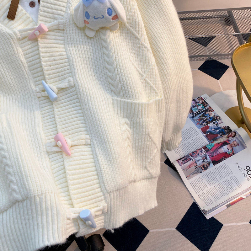 Lazy Japanese Collegiate Knit Cardigan - kawaii-inspired outfit in pastel colors - 92044448