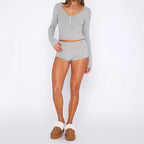 Ribbed Knit Lounge Set – Softcore Cozy Fit - kawaii-inspired outfit in pastel colors - 73731985