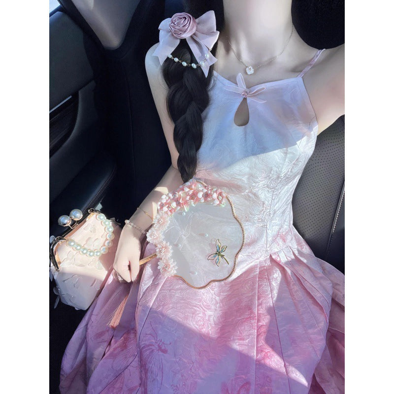 Pastel Hanfu-Inspired Brocade Dress