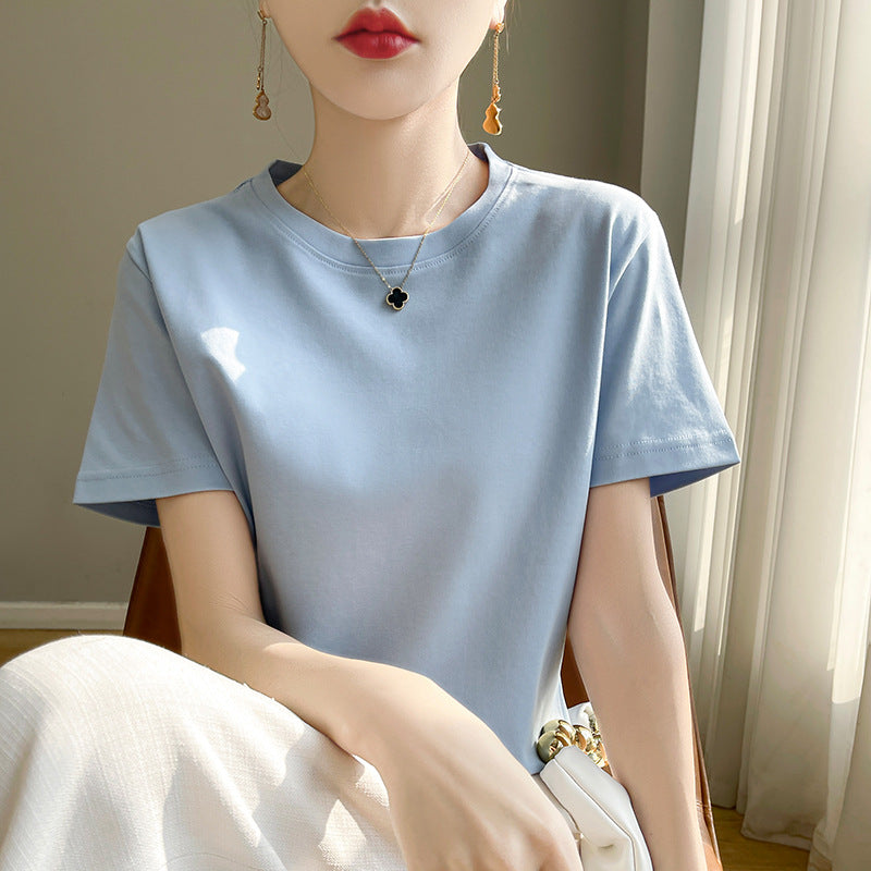 Mercerized Cotton Slim-Fit Women’s Tee - kawaii-inspired outfit in pastel colors - 30730005