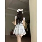 French Pastoral Square Neck Summer Dress - kawaii-inspired outfit in pastel colors - 76686396