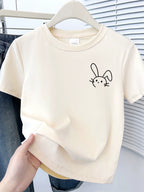 Simple Cute Rabbit Short-Sleeve Tee - kawaii-inspired outfit in pastel colors - 50845037