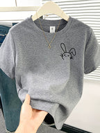 Simple Cute Rabbit Short-Sleeve Tee - kawaii-inspired outfit in pastel colors - 71853154