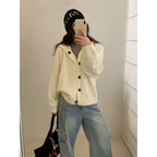Korean Lazy-Style Hooded Knit Cardigan - kawaii-inspired outfit in pastel colors - 40874480