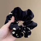 Pearl Soufflé Polka Dot Satin Scrunchie - kawaii-inspired outfit in pastel colors - 35920920