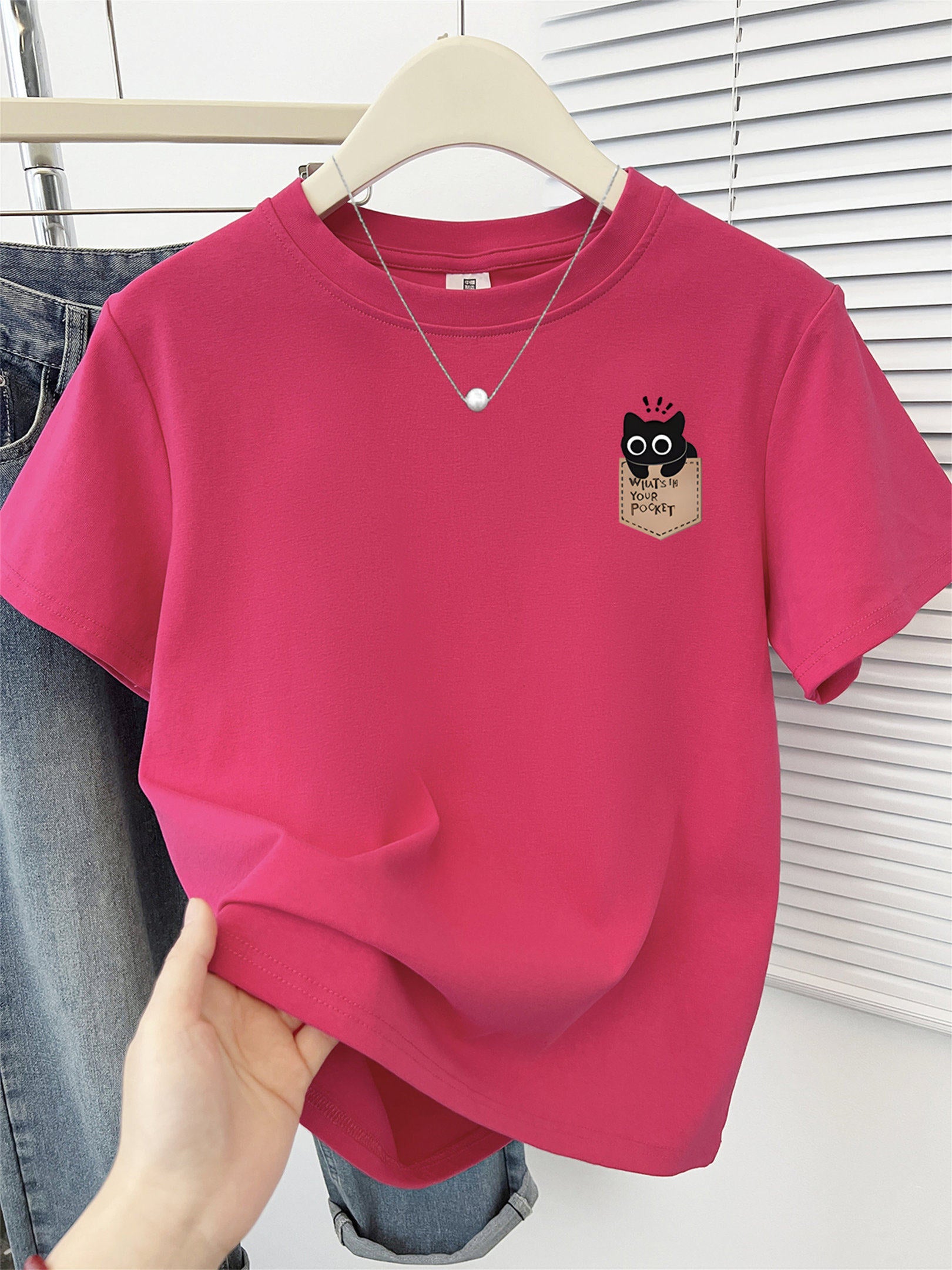 Cute Cat Print Korean Short Sleeve T-Shirt