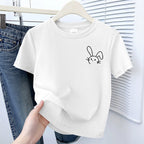 Simple Cute Rabbit Short-Sleeve Tee - kawaii-inspired outfit in pastel colors - 19393025