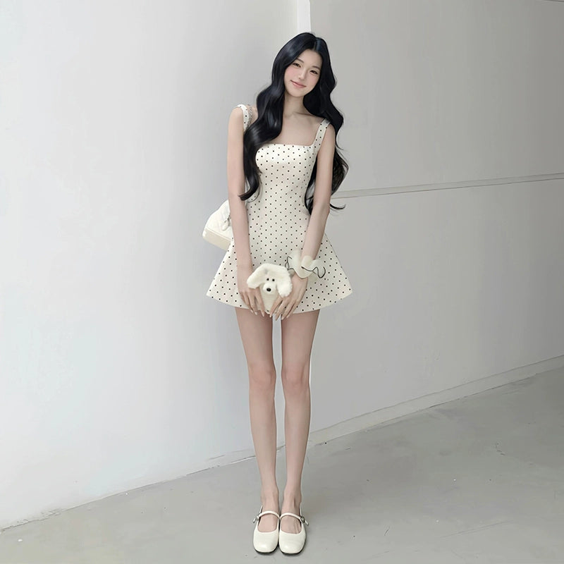 French First-Love Polka Dot Slip Dress