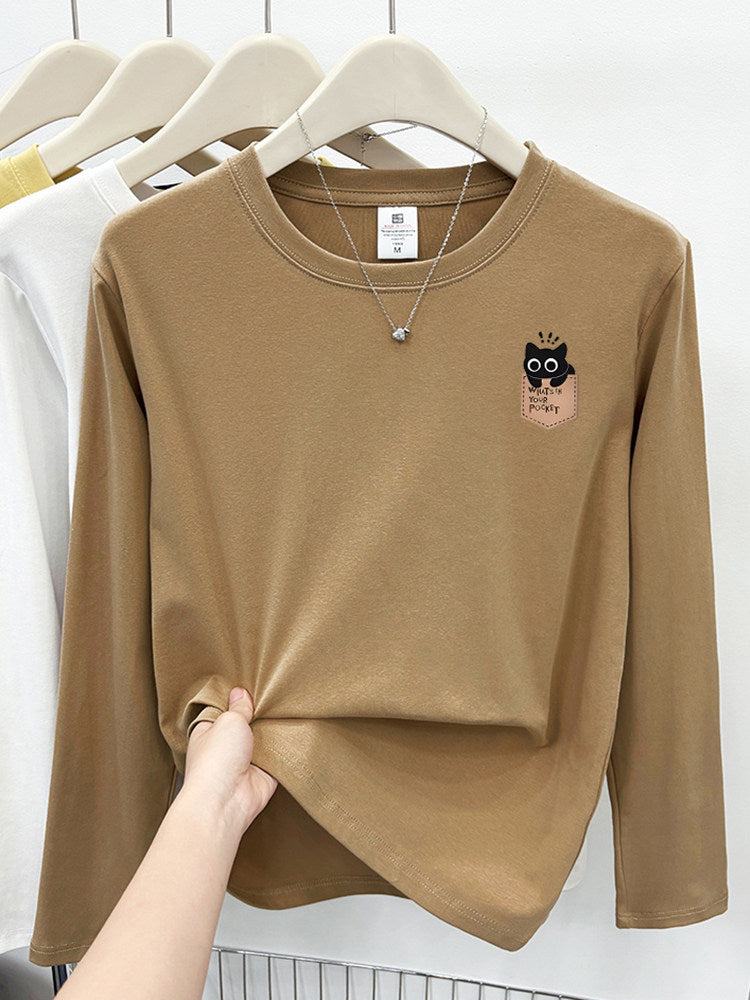 Cute Cat Print Korean Short Sleeve T-Shirt