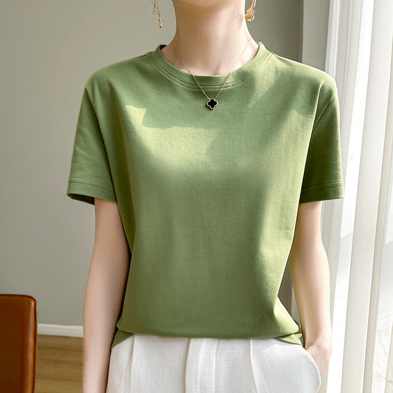 Mercerized Cotton Slim-Fit Women’s Tee - kawaii-inspired outfit in pastel colors - 79322274