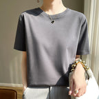 Mercerized Cotton Slim-Fit Women’s Tee - kawaii-inspired outfit in pastel colors - 74246153