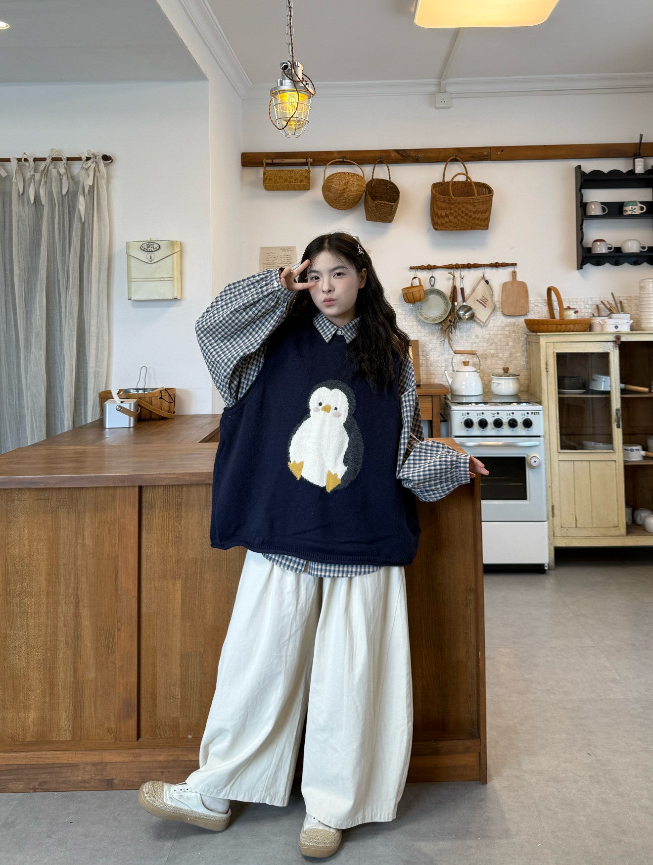 Japanese Cartoon Embroidery Knitted Vest