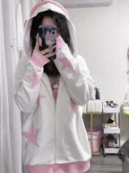 Star Patch Oversized Kawaii Hoodie - kawaii-inspired outfit in pastel colors - 59275803