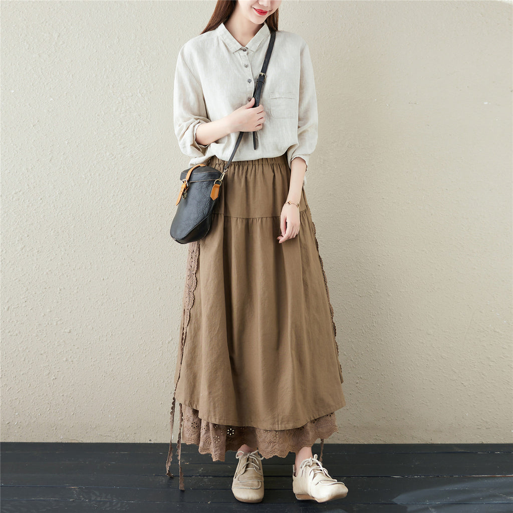 Japanese Natural Linen A-Line Skirt
