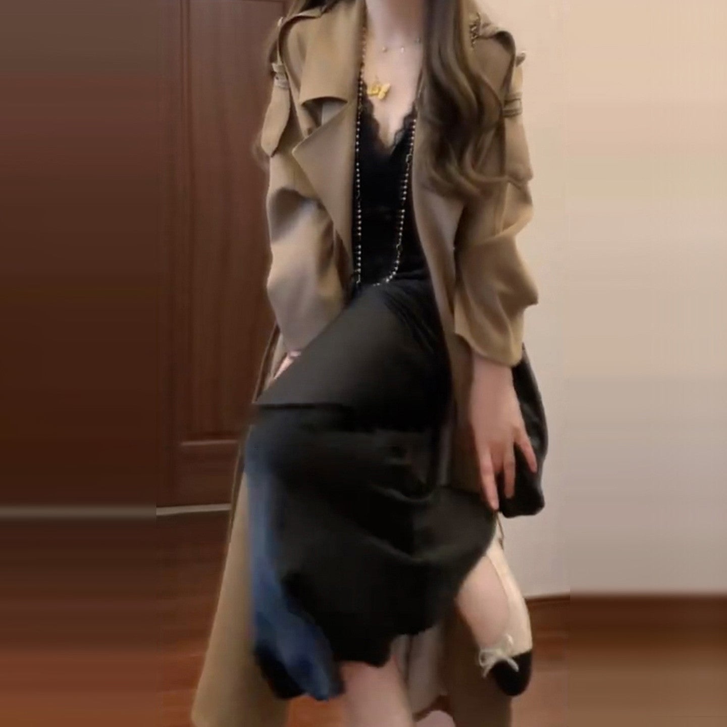 Khaki High-End British Midi Trench Coat