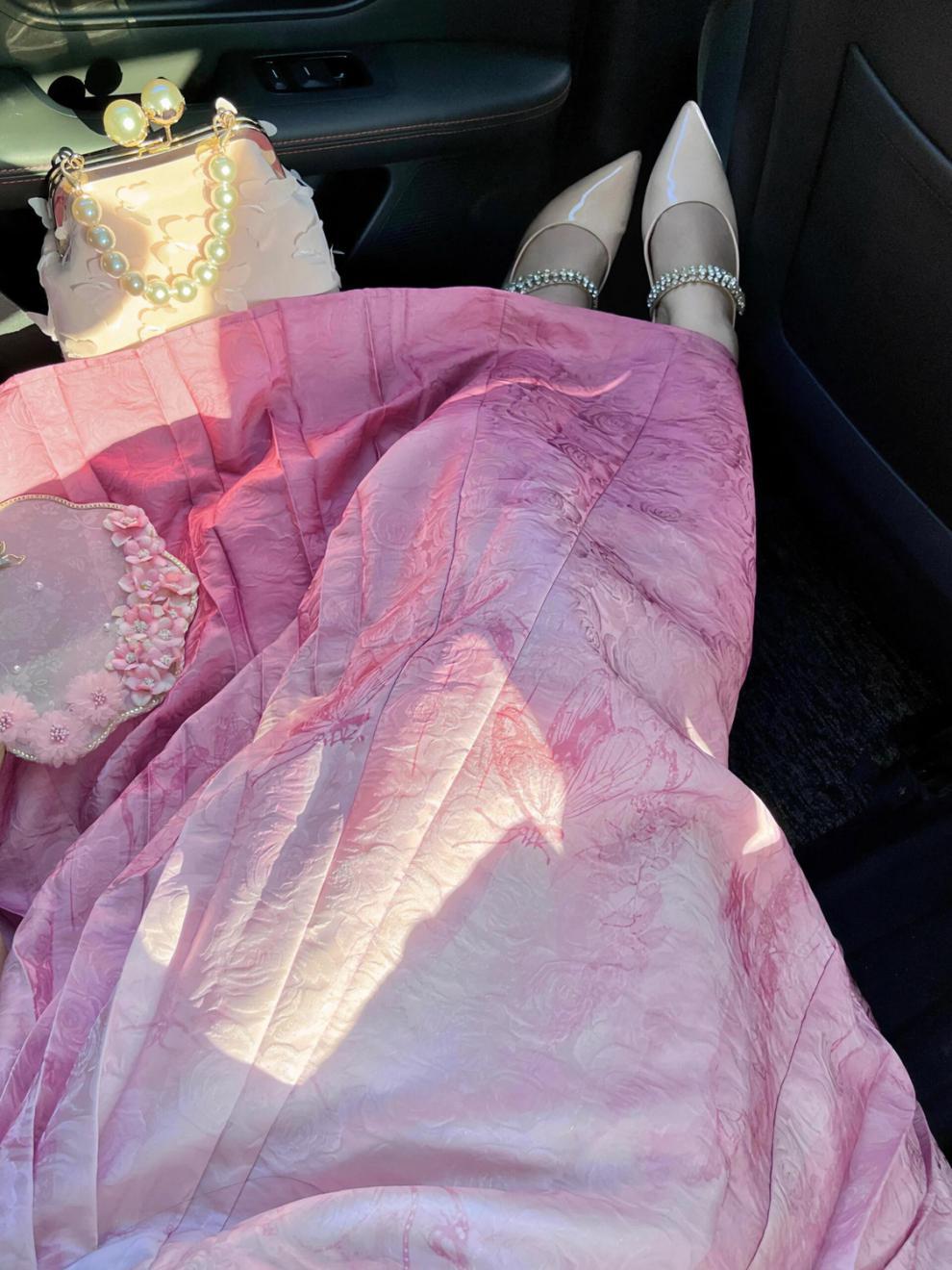 Pastel Hanfu-Inspired Brocade Dress