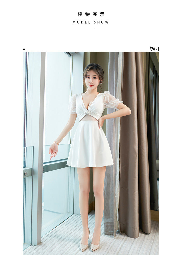 Crystal Bow Mesh Princess Mini Dress