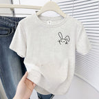 Simple Cute Rabbit Short-Sleeve Tee - kawaii-inspired outfit in pastel colors - 94652839