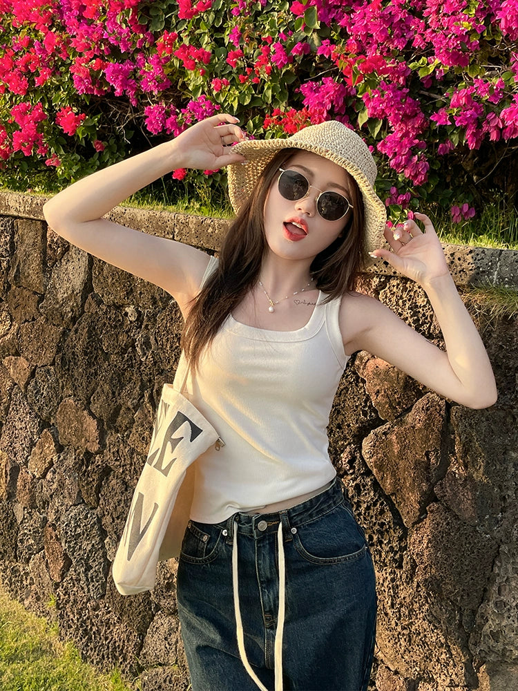 Summer Plus-Size Stretch Ribbed Camisole