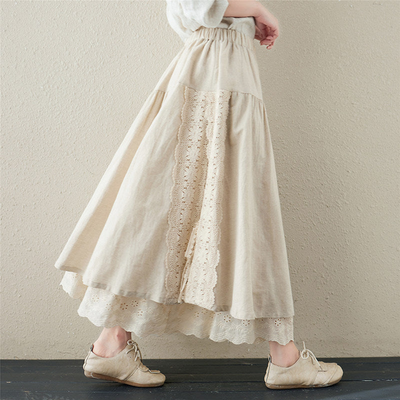 Japanese Natural Linen A-Line Skirt