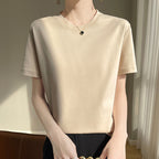 Mercerized Cotton Slim-Fit Women’s Tee - kawaii-inspired outfit in pastel colors - 76247095