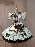 Mint Chocolate Sweet Maid Lolita Dress Set - kawaii-inspired outfit in pastel colors - 86335604
