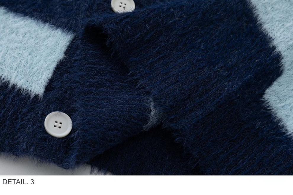 Fuzzy Striped Knit Cardigan Sweater