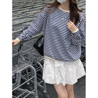 Striped Oversized K-Fashion Sweatshirt - kawaii-inspired outfit in pastel colors - 19341494