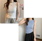 Modal Wide-Shoulder Slim Vest - kawaii-inspired outfit in pastel colors - 89135936