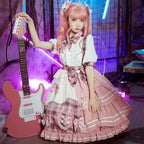 Sweet Gingerbread Plaid Lolita Dress Set - kawaii-inspired outfit in pastel colors - 17306593
