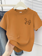Simple Cute Rabbit Short-Sleeve Tee - kawaii-inspired outfit in pastel colors - 654642