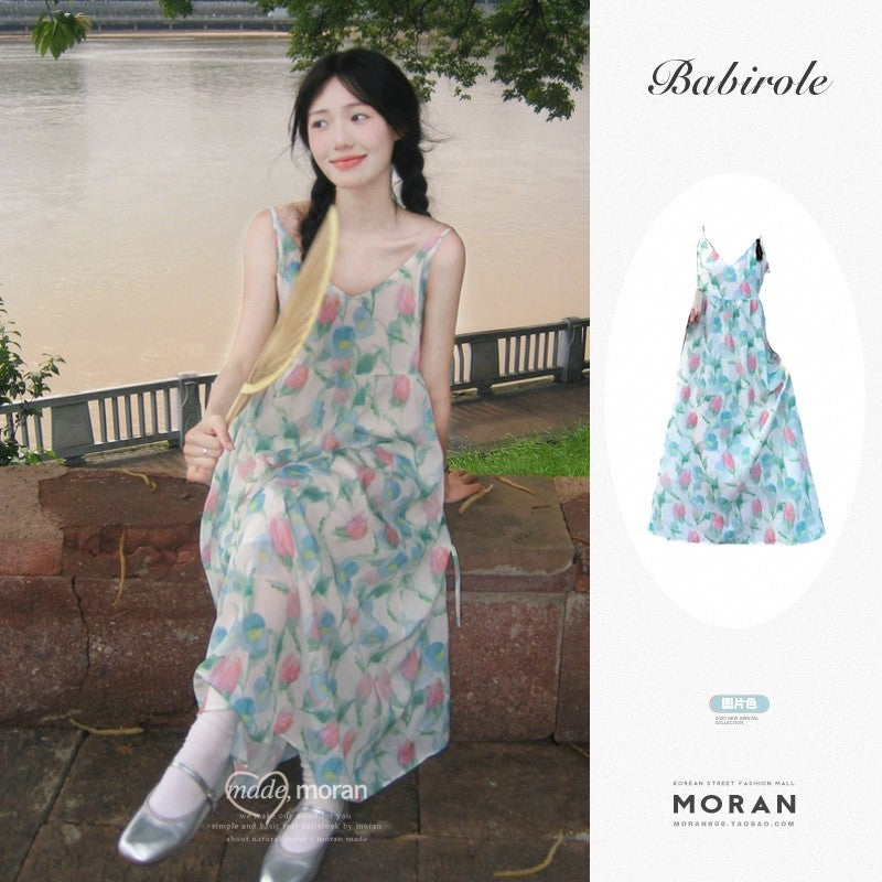 Pastel Tulip Chiffon Maxi Sundress