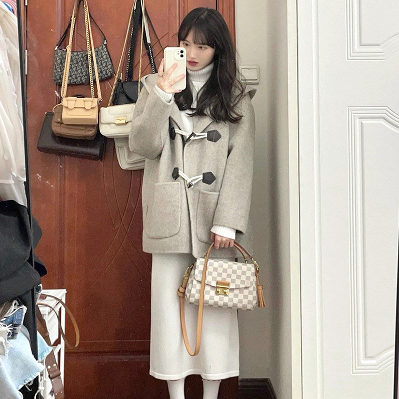 Small Hepburn Tweed Horn Buckle Coat