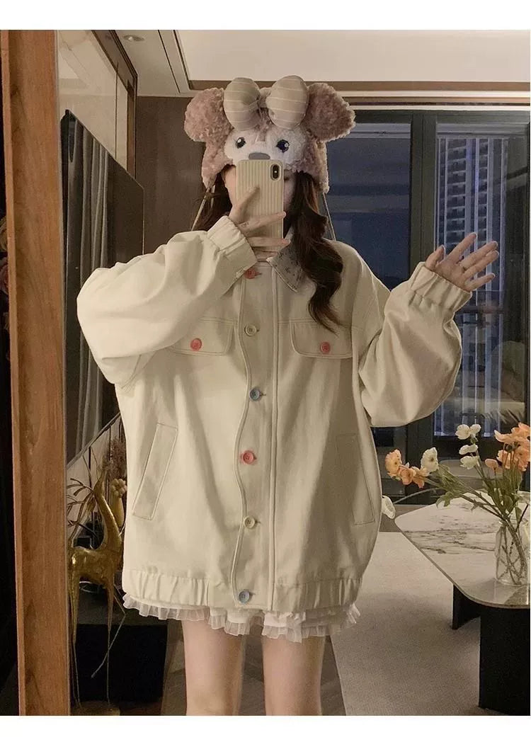 Dopamine Sweet Floral-Lapel Jacket