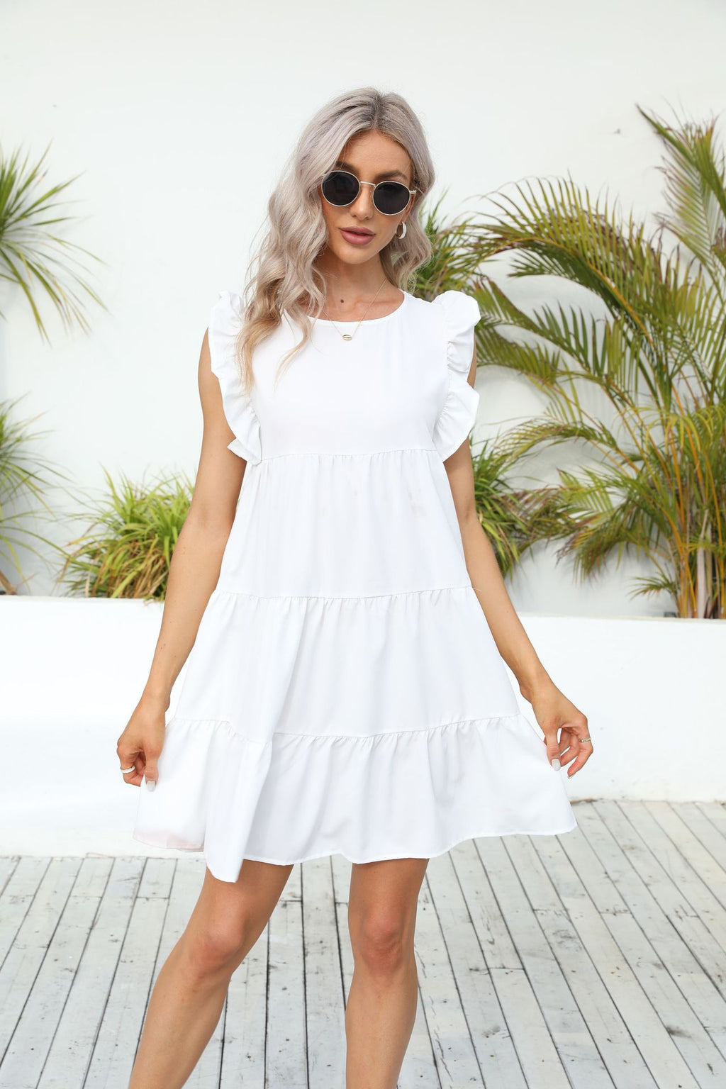 Ruffle Sleeve Tiered Soft Girl Dress