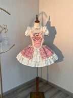 Pink Ribbon Lolita Corset Set - kawaii-inspired outfit in pastel colors - 92196763