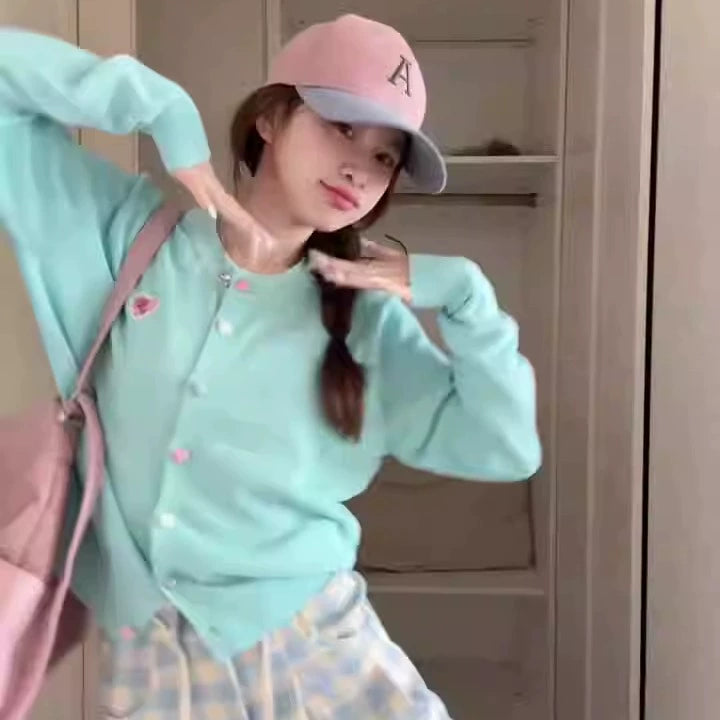 Light Blue Soft Girl Knit Cardigan