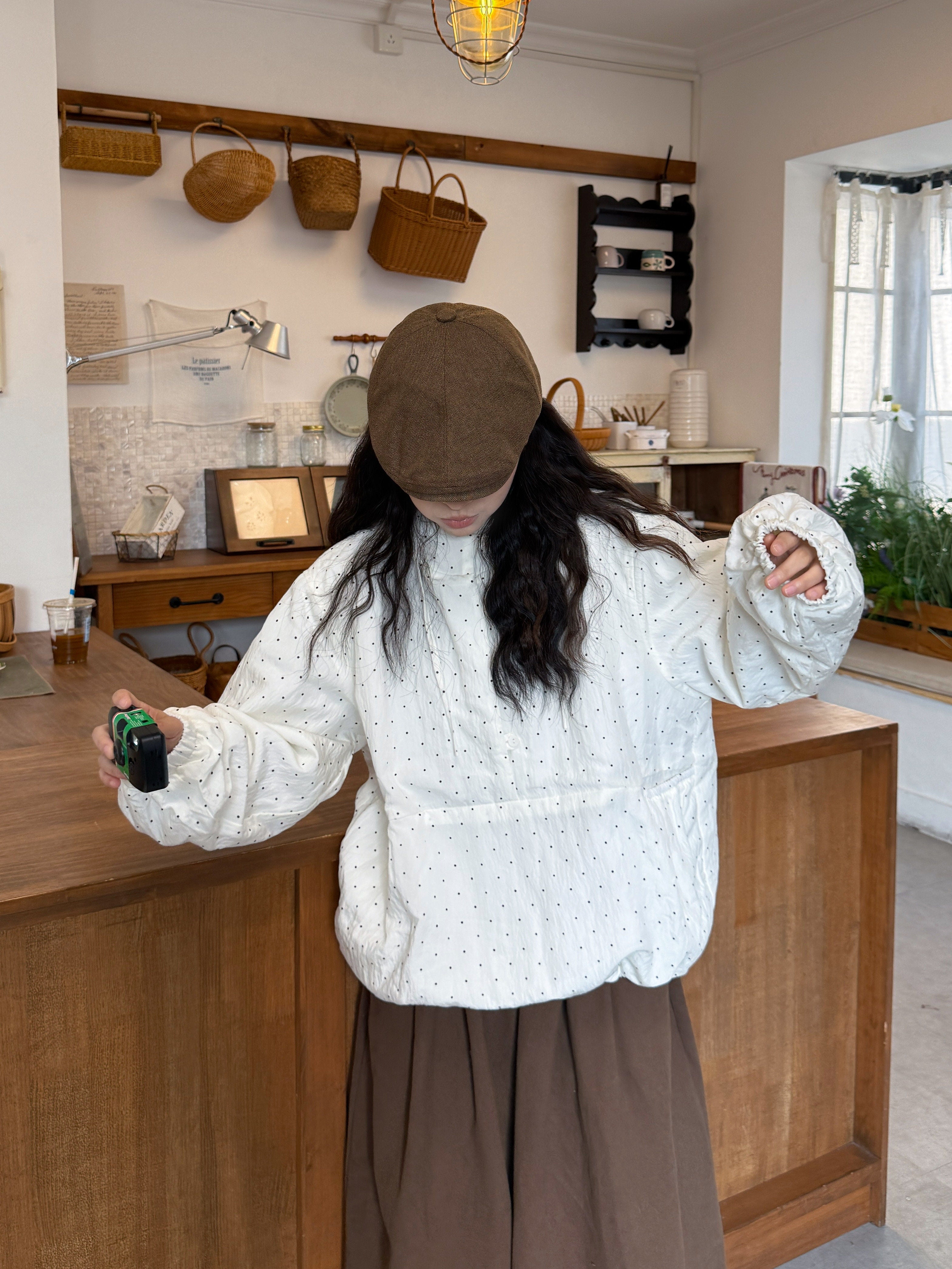 Japanese Vintage Polka Dot Hoodie & Pants Set